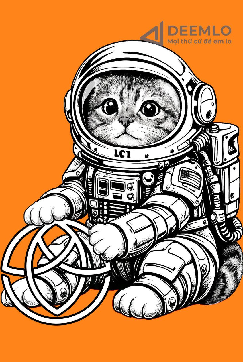 Thiết kế Mascot Mèo Phi Hành Gia – Astronaut Cat Illustration